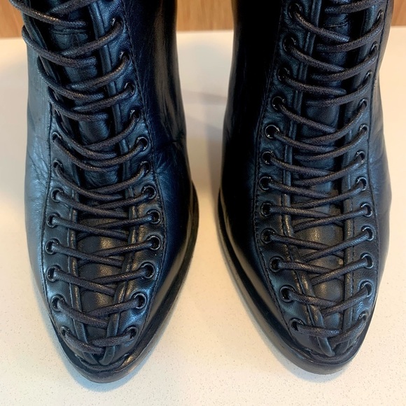 GIVENCHY Authentic Corset Lace Up Black Soft Leather Stiletto Boots - Picture 6 of 16